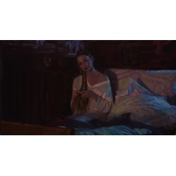 Jagna braiding her hair -...